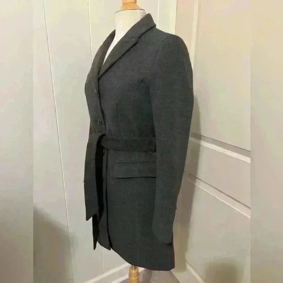 Vintage H&M Trench Coat Charcoal Gray Mauve Preppy City Fall Academia - Picture 3 of 7